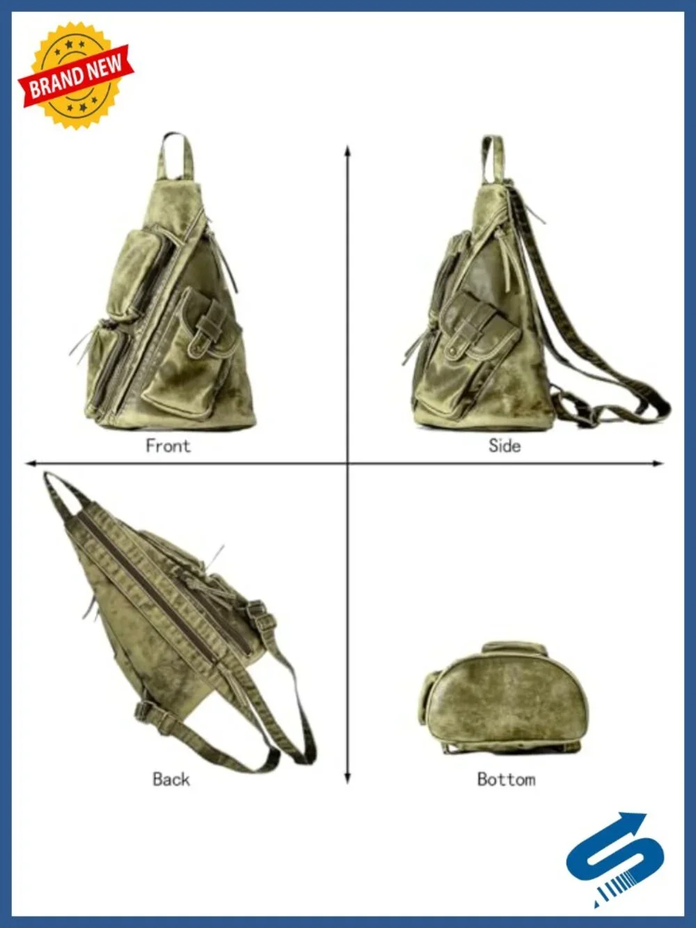 Vintage Crossbody Backpack Sling Bag Faux Leather RFID